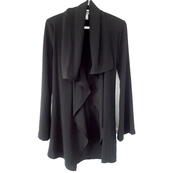 Black Duster Waterfall Jacket with Waist Tie - Picture 1 of 2